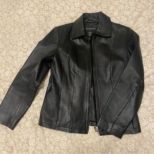 Black Leather Women’s Jacket. Petite Sophisticate. Like new. Size 4.